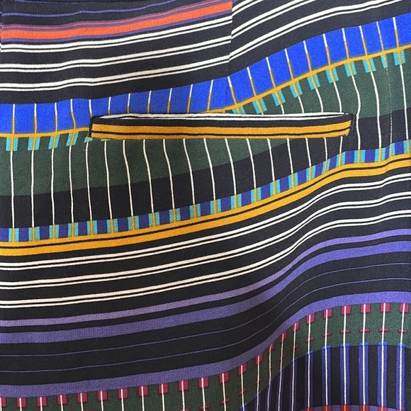 LOFT MULTI STRIPE MULTI COLOR WIDE LEG CROP PANTS WITH POCKETS SZ  12P - Picture 10 of 13